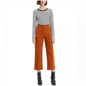 Levi's Mile High Cropped Wide Leg Corduroy Burnt Orange Size 27 NWT